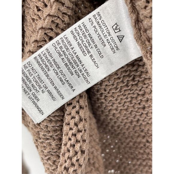 Lord & Taylor Sweater Women Size Medium Petite‎ Brown Camel Loose Knit Roll Neck - Picture 10 of 12